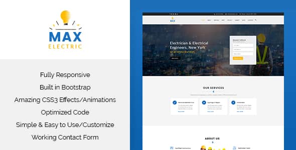 Max Electric - Responsive HTML Template - Bootstrap HTML5 Theme