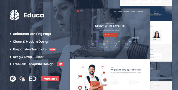 Educa - Distance Education & eLearning Unbounce Landing Page Template
