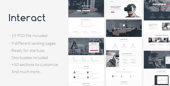 Interact - Multipurpose Landing Page Template | Clean PSD Kit