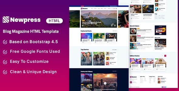 Newpress - Blog Magazine HTML Template, Modern & Responsive Design