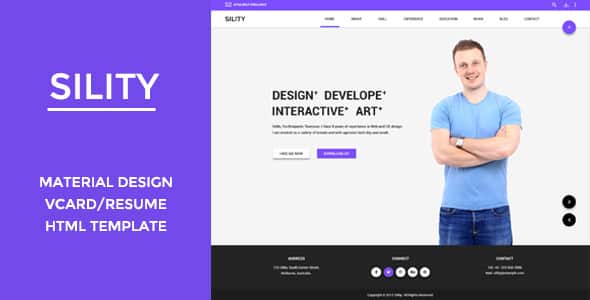 Sility - vCard, CV & Resume HTML Template | Material Design UI