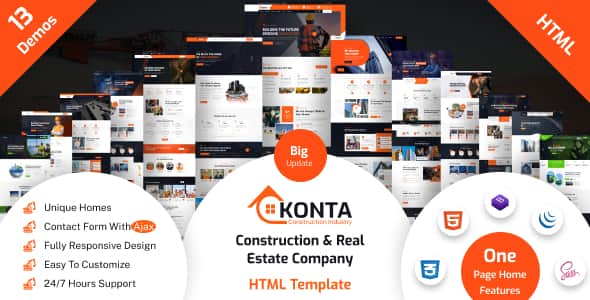 Konta - Construction & Real Estate Company HTML Template - Bootstrap 5