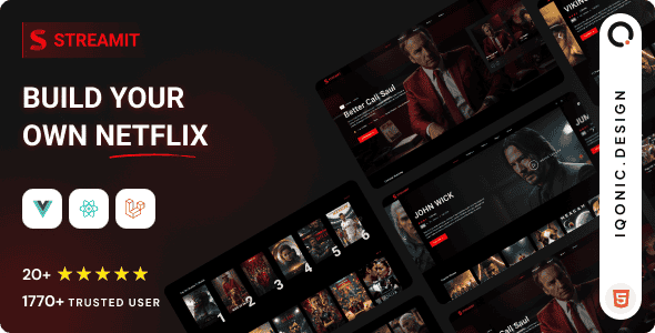 Streamit - Video Streaming Platform Admin Template (HTML, Vue, React, Laravel)