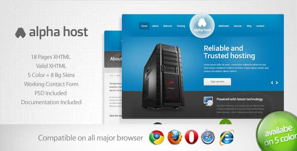 Alpha - Modern Hosting Template | Clean HTML & PSD UI