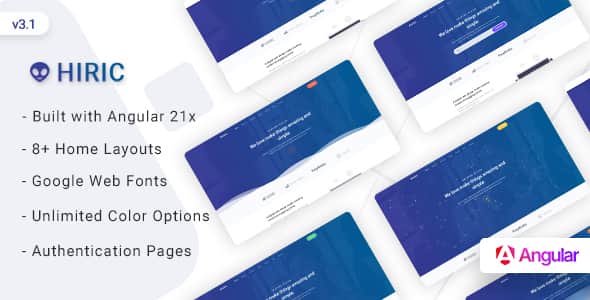Hiric - Angular 21 Landing Page Template | Fast Responsive UI