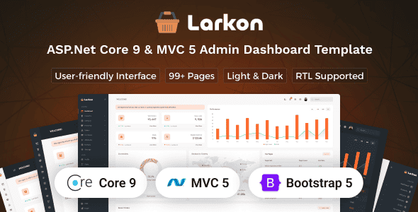 Larkon - ASP.Net Core 9 & MVC 5 Ecommerce Management Admin & Dashboard Template