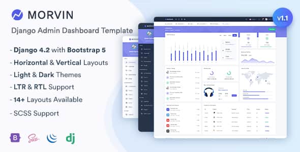 Morvin - Django Admin & Dashboard Template | Bootstrap 5 Web App