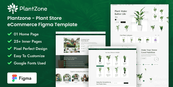 Plantzone - Plant Store eCommerce Figma Template - Clean UI Design