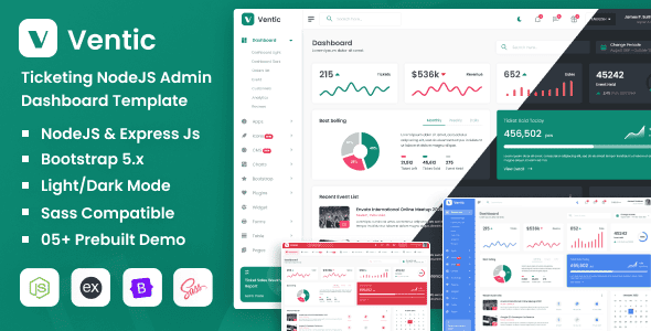 Ventic - Node Js Ticketing Admin Dashboard Template | Express & EJS