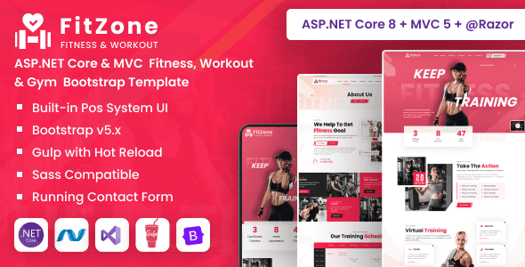 FitZone - ASP.NET Core & MVC Fitness, Workout & Gym Template | UI Kit