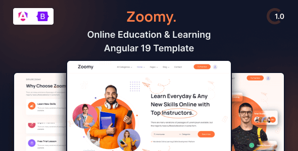 Zoomy - Lightweight LMS & Education Angular Theme | Angular 19