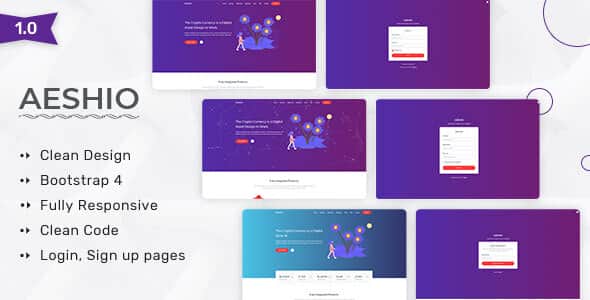 Aeshio - Crypto Currency HTML5 Template - Responsive ICO Landing