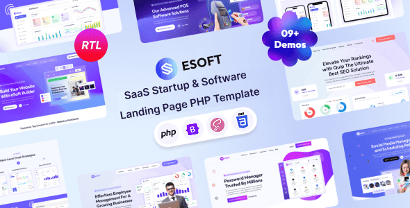 eSoft - SaaS Startup & Software Landing Page PHP Template | Responsive