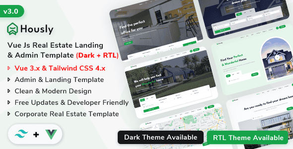 Hously - Vue Real Estate Landing & Admin Dashboard Template | Vue 3
