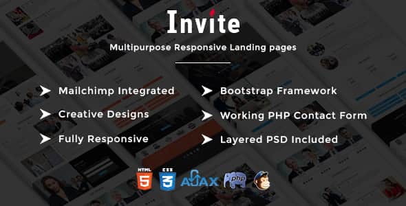 INVITE - Multipurpose Responsive HTML Landing Pages | Event Pages