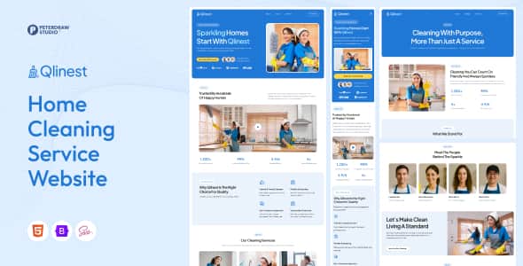 Qlinest - Home Cleaning Service Website HTML Template | Bootstrap 5