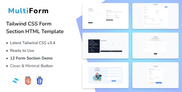 MultiForm - Tailwind CSS Form Section HTML Template - Responsive