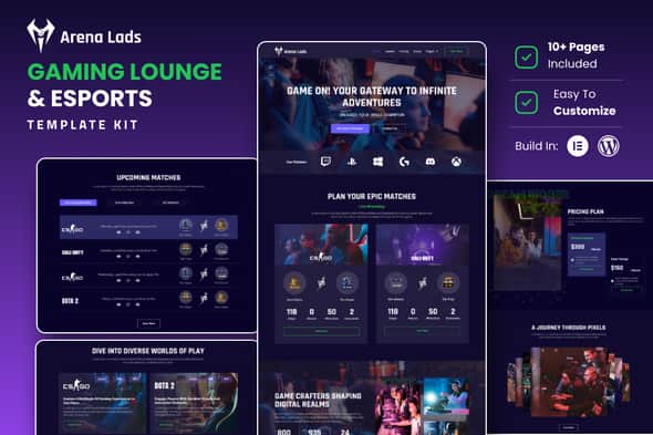 Arena Lads - Esports & Gaming Elementor Template Kit - SEO Ready