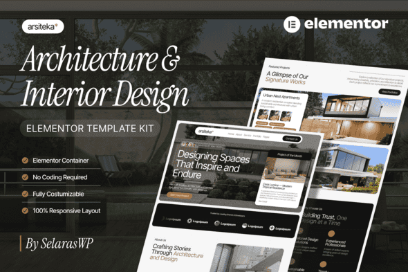 Arsiteka - Architecture & Interior Design Elementor Template Kit
