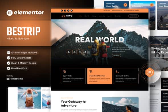 Bestrip - Hiking & Mountain Elementor Template Kit - Fast Loading