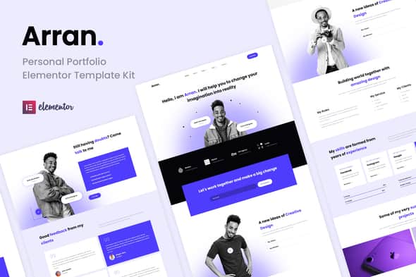 Arran - Personal Portfolio Elementor Template Kit | Clean UI Design