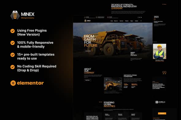 Minex - Mining & Industry Elementor Template Kit - Responsive