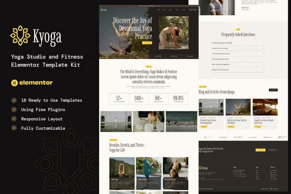 Kyoga - Yoga Studio & Fitness Elementor Template Kit