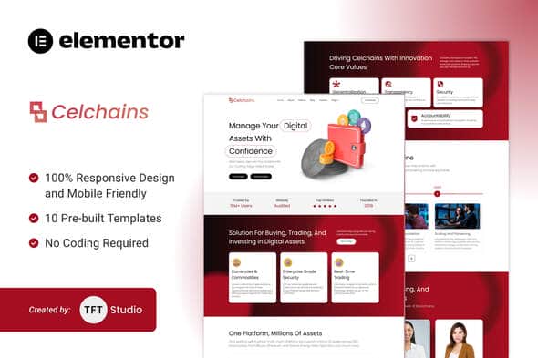 Celchains - Blockchain Crypto & DeFi Elementor Template Kit | No-Code