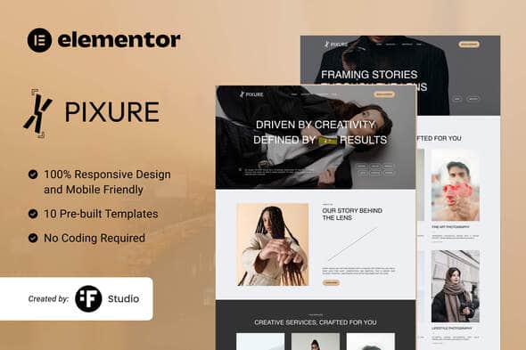Pixure - Minimalist Photography Portfolio Kit | Elementor Template