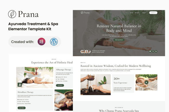 Prana - Ayurveda Treatment & Spa Elementor Template Kit | Responsive