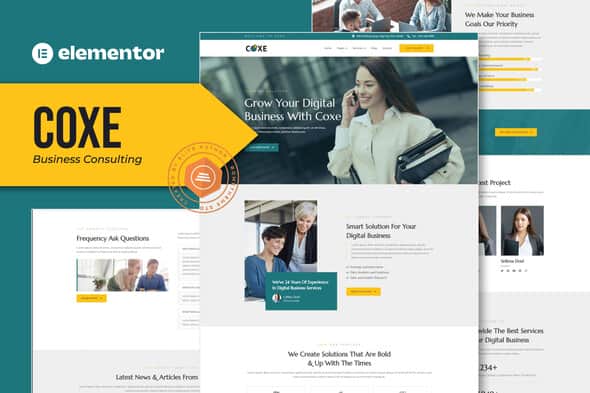 Coxe - Business Consulting Elementor Template Kit - Clean Agency UI