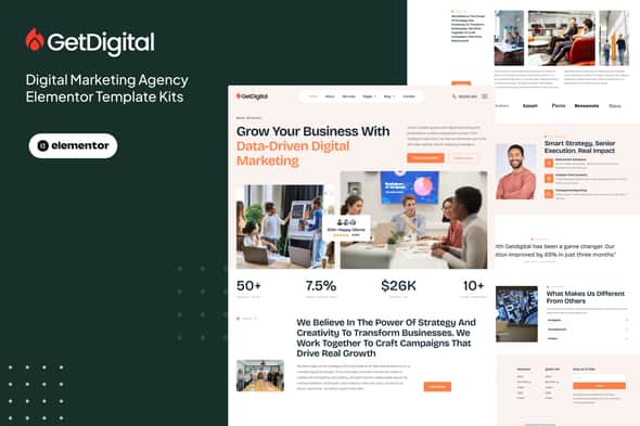 GetDigital - Digital Marketing Agency Elementor Pro Template Kit