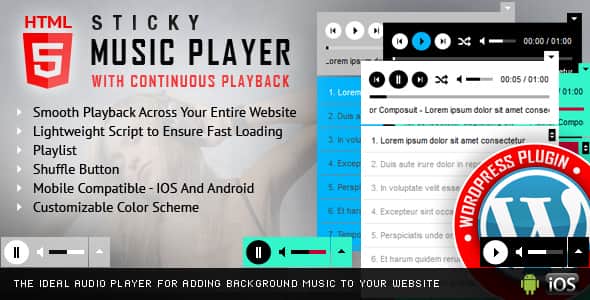 Sticky HTML5 Music Player WordPress Plugin - Continuous Audio