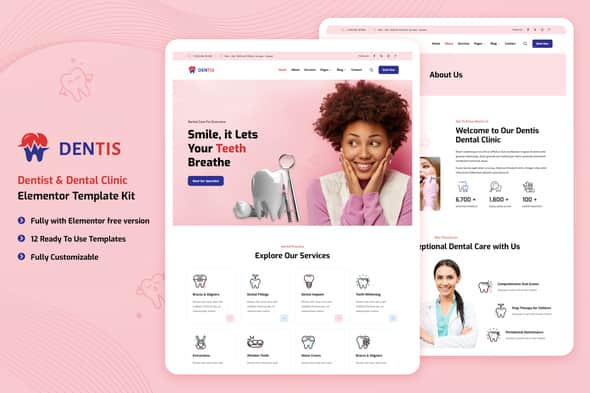 Dentis – Dentist & Dental Clinic Elementor Template Kit | Responsive
