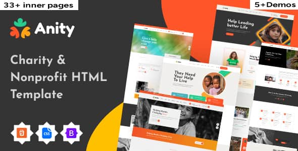 Anity | Charity & Donation HTML5 Template - Bootstrap 5