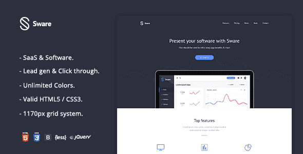 Sware SaaS & Software Landing HTML5 Page Template | Responsive Design