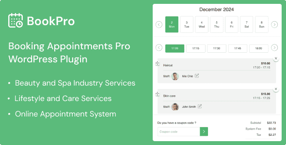 BookPro - Appointment Booking WordPress Plugin | Front-End Admin