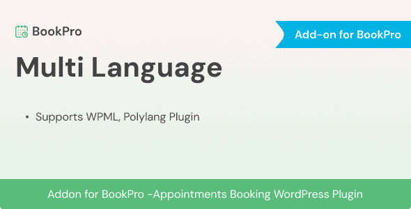 Multi Language Add-on for BookPro Plugin - WPML & Polylang Ready