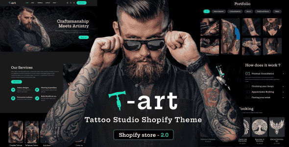 T Art - Shopify Tattoo Studio Theme | Mobile-Optimized Template