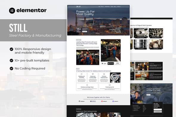 Still - Steel Factory & Manufacturing Elementor Template kit | Clean