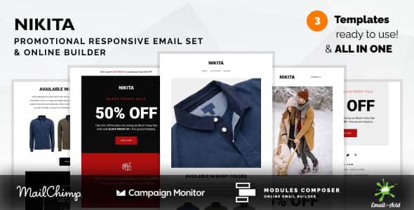 Nikita - Promotional Email Templates Set | Responsive HTML Emails