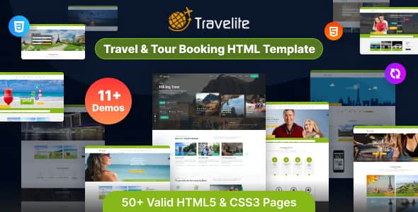 Travel & Tour Booking HTML Template - 50+ HTML5 Pages
