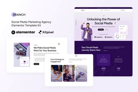 Branch - Social Media Marketing Agency Elementor Template Kit | Modern UI