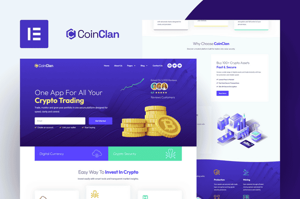 CoinClan - Cryptocurrency Elementor Pro Template Kit - Web3 UI