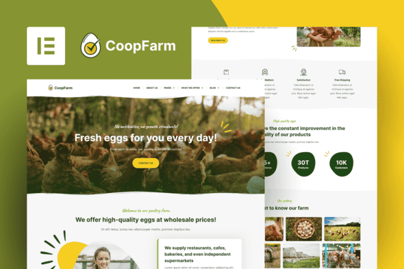 CoopFarm - Poultry Farm Elementor Pro Template Kit | Organic Site Kit