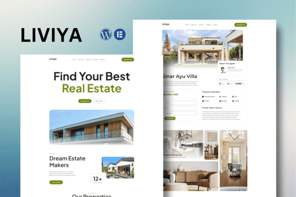 Liviya - Real Estate Elementor Template Kit - Modern UI