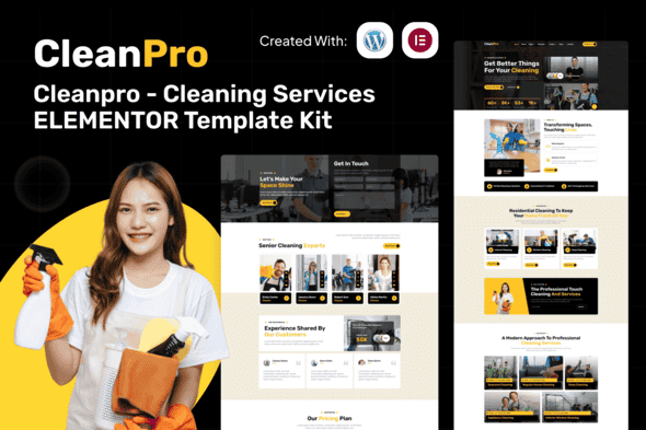 Cleanpro - Cleaning Services Elementor Template Kit | Responsive UI