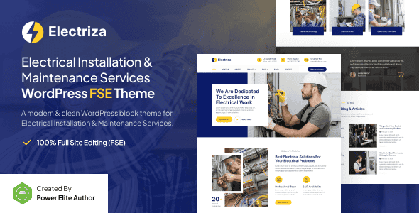 Electriza – Electrical Installation & Maintenance Services Gutenverse FSE WordPress Block Theme