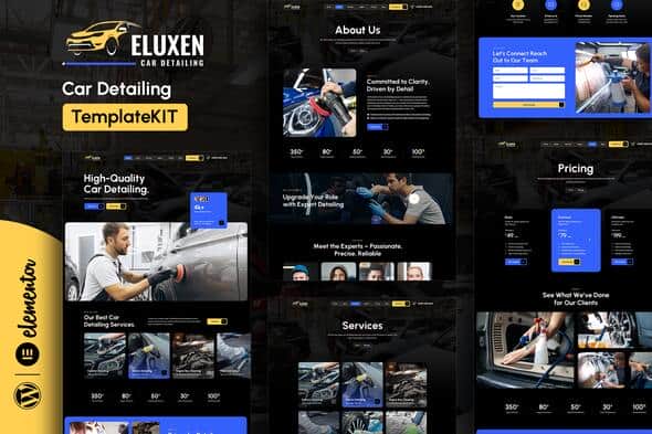 Eluxen - Car Detailing Services Elementor Template Kit | Modern UI