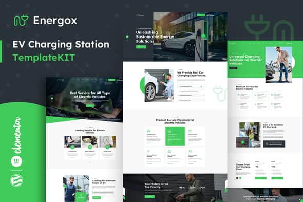 Energox - EV Charging Station Elementor Template Kit | Clean Design